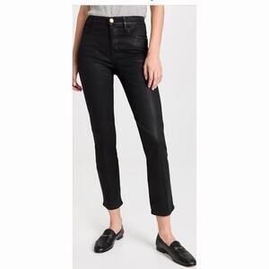 FRAME Le Sylvie Slender Straight Jeans Women’s Size 28 Black Coated Noir Stretch